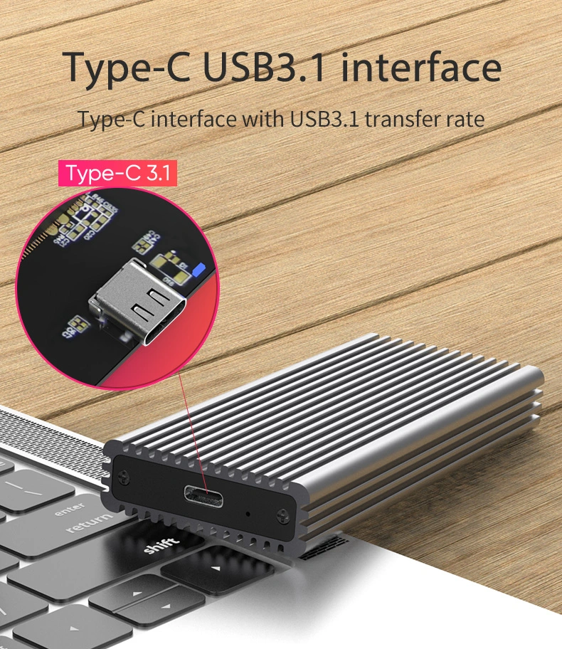 Aluminum USB 3.1 Type C to Pcie Nvme M. 2 SSD Case for PC Laptop