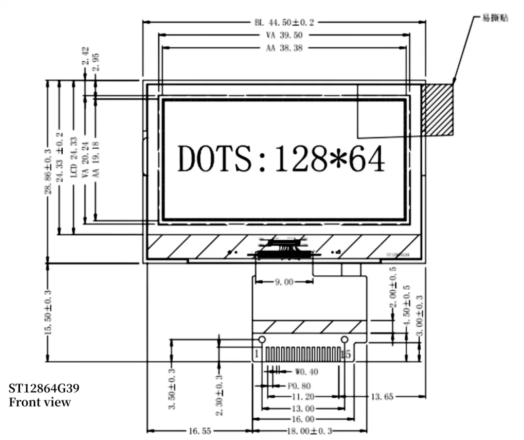 12864 Mono Graphic FSTN LCD Display Module for Meters